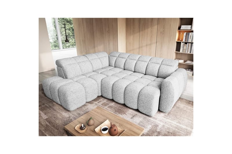 Hörnsoffa Eltap Flconn 258x208x107 cm - Korallin 01, Grå, Vänster - Möbler - Soffa - Bäddsoffa