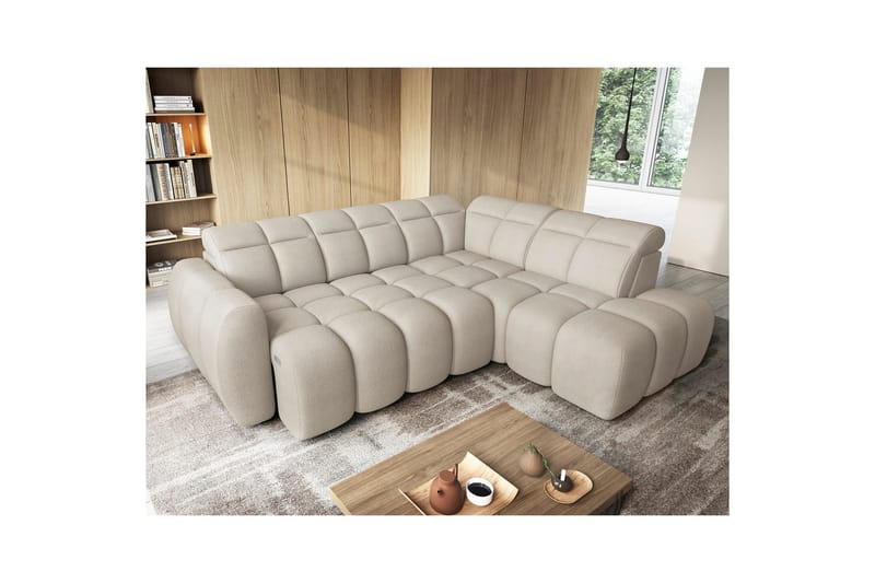 Hörnsoffa Eltap Flconn 258x208x107 cm - Royal 18, Beige, Höger - Möbler - Soffa - Bäddsoffa