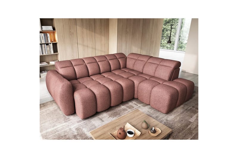 Hörnsoffa Eltap Flconn 258x208x107 cm - Paolli 24, Rosa, Höger - Möbler - Soffa - Bäddsoffa
