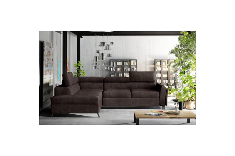 Hörnsoffa Eltap Kairos 265x200x92 cm - Dora 28, Mörkbrun, Vänster - Möbler - Soffa - Bäddsoffa