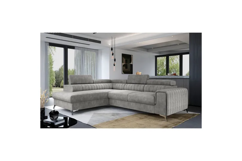 Hörnsoffa Eltap Laurence 278x205x92 cm - Dora 90, Grå, Vänster - Möbler - Soffa - Bäddsoffa