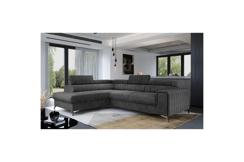Hörnsoffa Eltap Laurence 278x205x92 cm - Dora 96, Svart, Vänster - Möbler - Soffa - Bäddsoffa