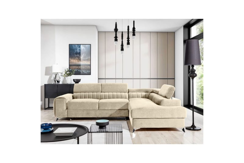 Hörnsoffa Eltap Laurence 278x205x92 cm - Monolith 04, Ljus Beige, Höger - Möbler - Soffa - Bäddsoffa