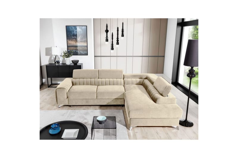 Hörnsoffa Eltap Laurence 278x205x92 cm - Monolith 04, Ljus Beige, Höger - Möbler - Soffa - Bäddsoffa