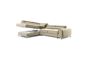 Hörnsoffa Eltap Laurence 278x205x92 cm - Monolith 04, Ljus Beige, Vänster - Möbler - Soffa - Bäddsoffa