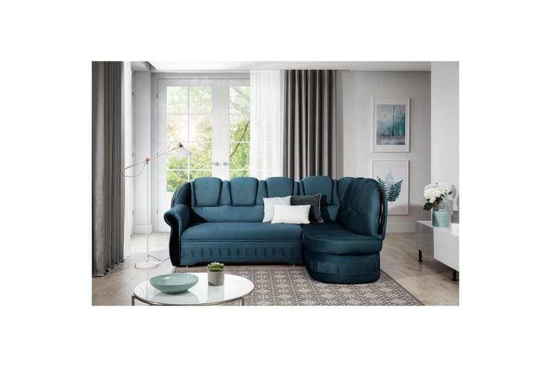Hörnsoffa Eltap Lord 243x180x112 cm, Monolit 77, Blå, Höger