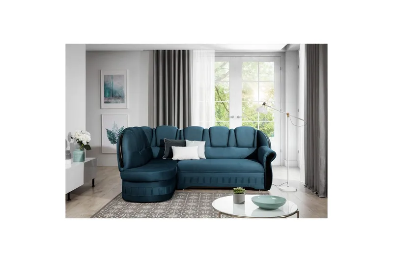 Hörnsoffa Eltap Lord 243x180x112 cm - Monolit 77, Blå, Vänster - Möbler - Soffa - Bäddsoffa