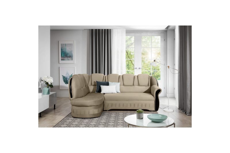 Hörnsoffa Eltap Lord 243x180x112 cm - Monolith 09, Mörk Beige, Vänster - Möbler - Soffa - Bäddsoffa