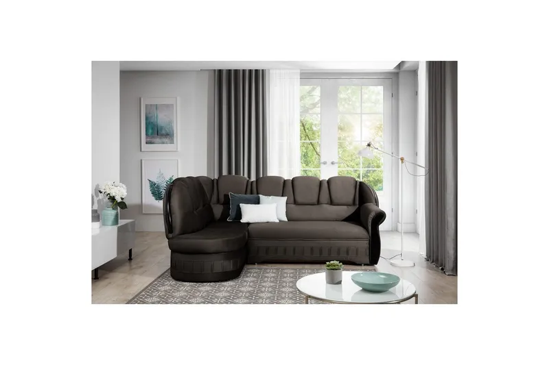 Hörnsoffa Eltap Lord 243x180x112 cm, Monolith 29, Mörk Brun, Vänster