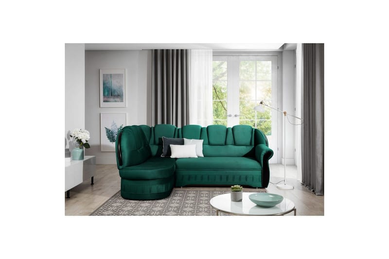 Hörnsoffa Eltap Lord 243x180x112 cm - Nube 35, Grön, Vänster - Möbler - Soffa - Bäddsoffa