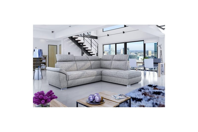 Hörnsoffa Eltap Loreto 260x210x102 cm - Berlin 01, Grå, Höger - Möbler - Soffa - Bäddsoffa