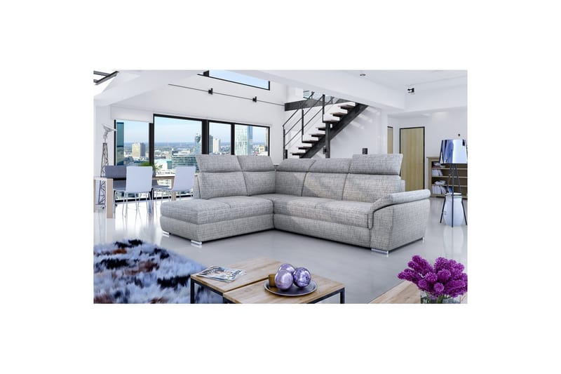 Hörnsoffa Eltap Loreto 260x210x102 cm - Berlin 01, Grå, Vänster - Möbler - Soffa - Bäddsoffa