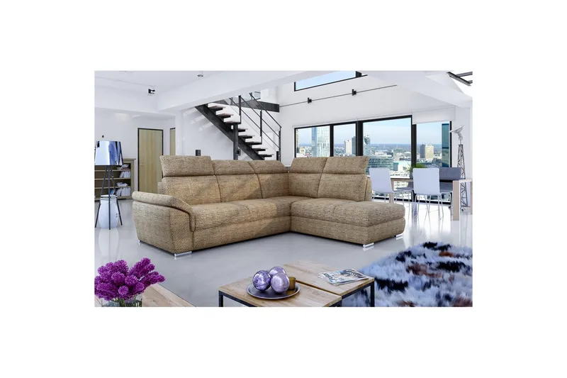 Hörnsoffa Eltap Loreto 260x210x102 cm - Berlin 03, Beige, Höger - Möbler - Soffa - Bäddsoffa