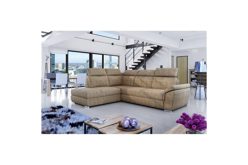 Hörnsoffa Eltap Loreto 260x210x102 cm - Berlin 03, Beige, Vänster - Möbler - Soffa - Bäddsoffa