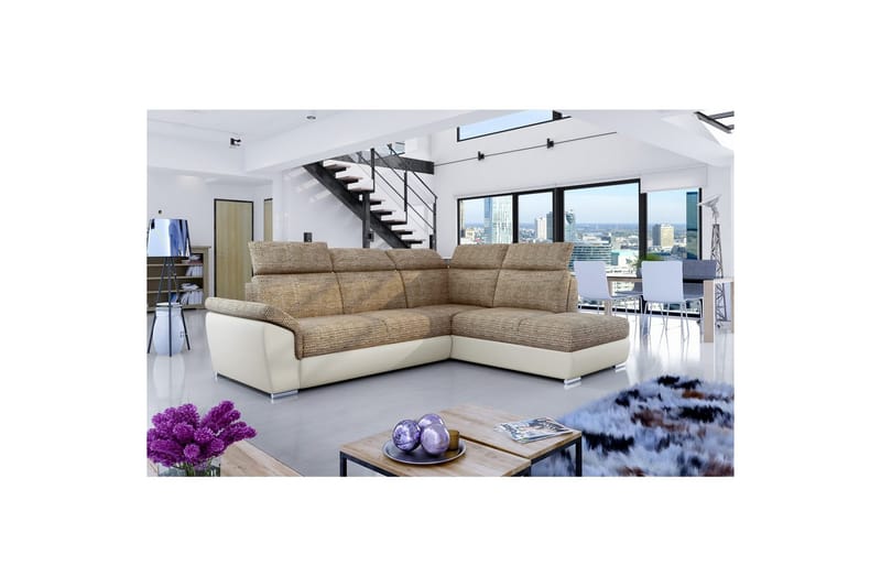Hörnsoffa Eltap Loreto 260x210x102 cm - Berlin 03, Soft 33, Beige, Höger - Möbler - Soffa - Bäddsoffa