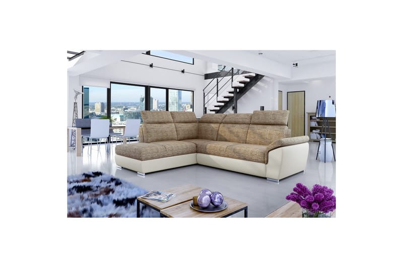 Hörnsoffa Eltap Loreto 260x210x102 cm - Berlin 03, Soft 33, Beige, Vänster - Möbler - Soffa - Bäddsoffa
