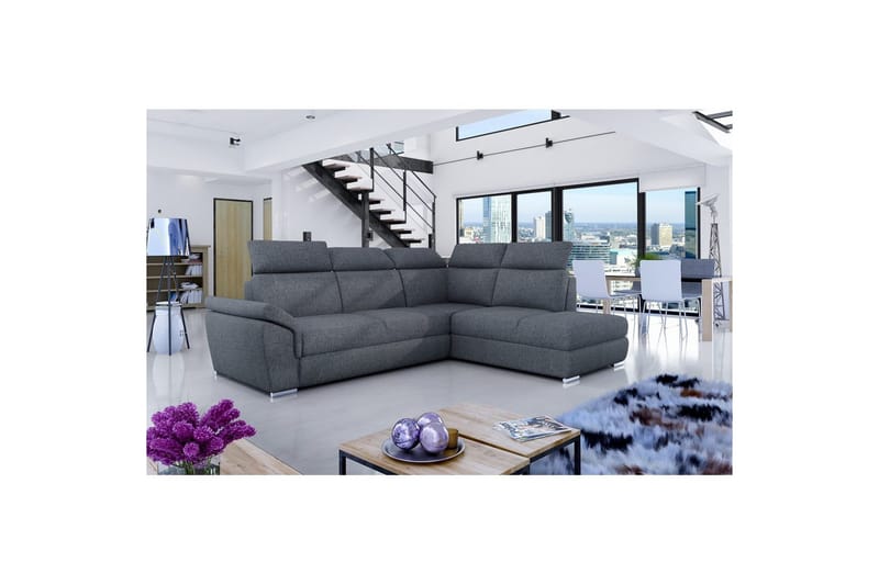 Hörnsoffa Eltap Loreto 260x210x102 cm - Inari 96, Mörkgrå, Höger - Möbler - Soffa - Bäddsoffa