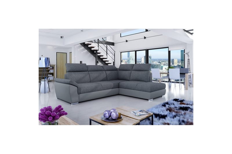 Hörnsoffa Eltap Loreto 260x210x102 cm - Inari 96, Soft 29, Mörkgrå, Grå, Höger - Möbler - Soffa - Bäddsoffa