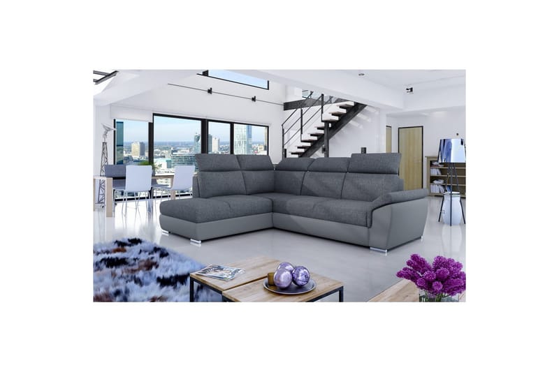 Hörnsoffa Eltap Loreto 260x210x102 cm - Inari 96, Soft 29, Mörkgrå, Grå, Vänster - Möbler - Soffa - Bäddsoffa