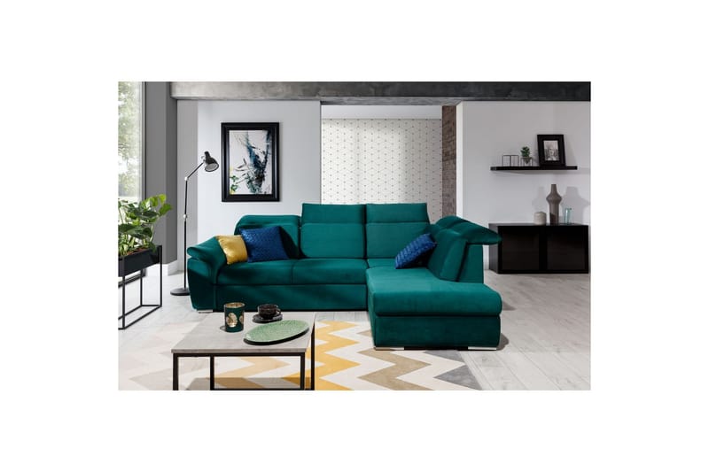 Hörnsoffa Eltap Loreto 260x210x102 cm - Kronos 19, Mörkgrön, Höger - Möbler - Soffa - Bäddsoffa