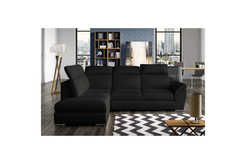 Hörnsoffa Eltap Loreto 260x210x102 cm - Mat Velvet 99, Blå, Vänster - Möbler - Soffa - Bäddsoffa