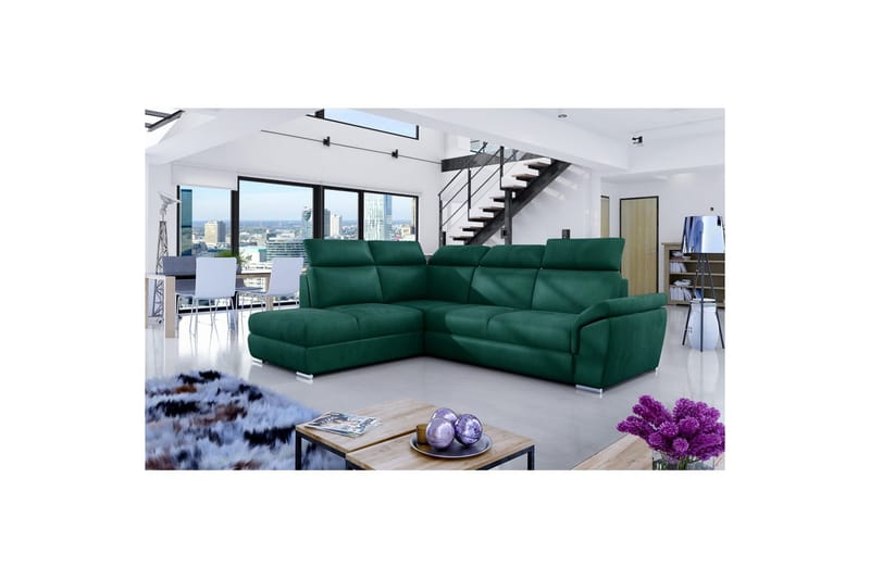 Hörnsoffa Eltap Loreto 260x210x102 cm - Monolit 37, Grön, Vänster - Möbler - Soffa - Bäddsoffa