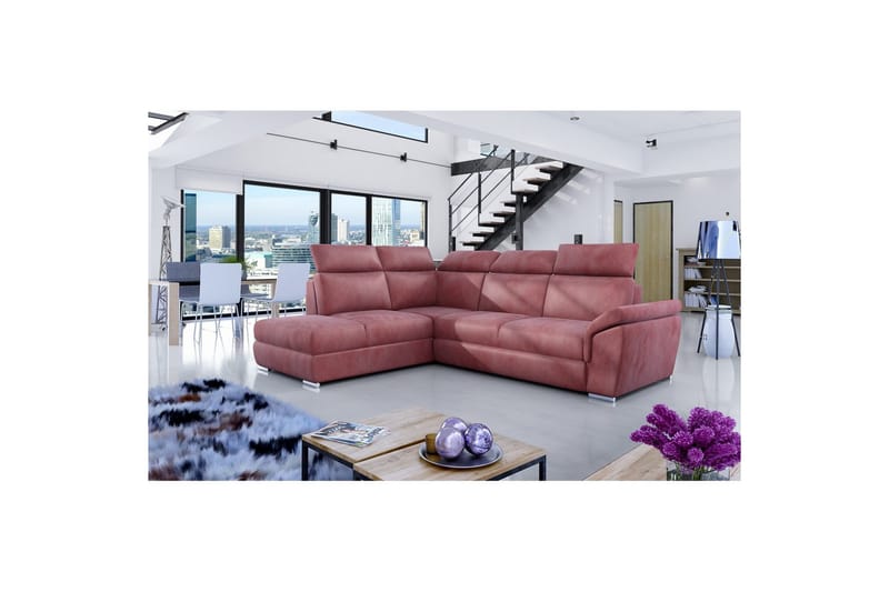 Hörnsoffa Eltap Loreto 260x210x102 cm - Monolit 63, Rosa, Vänster - Möbler - Soffa - Bäddsoffa