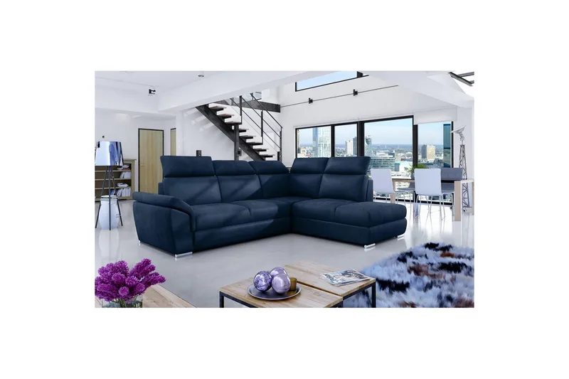 Hörnsoffa Eltap Loreto 260x210x102 cm, Monolit 77, Blå, Höger