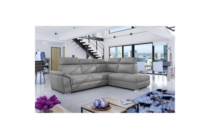 Hörnsoffa Eltap Loreto 260x210x102 cm - Monolit 84, Ljusgrå, Höger - Möbler - Soffa - Bäddsoffa