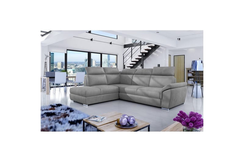 Hörnsoffa Eltap Loreto 260x210x102 cm - Monolit 84, Ljusgrå, Vänster - Möbler - Soffa - Bäddsoffa