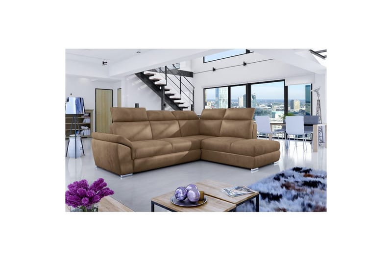 Hörnsoffa Eltap Loreto 260x210x102 cm - Monolith 09, Mörk Beige, Höger - Möbler - Soffa - Bäddsoffa