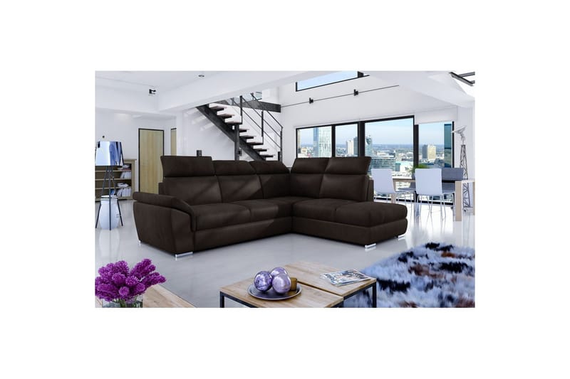 Hörnsoffa Eltap Loreto 260x210x102 cm, Monolith 29, Mörk Brun, Höger