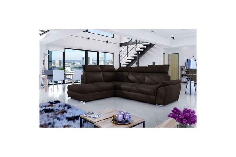 Hörnsoffa Eltap Loreto 260x210x102 cm - Monolith 29, Mörk Brun, Vänster - Möbler - Soffa - Bäddsoffa
