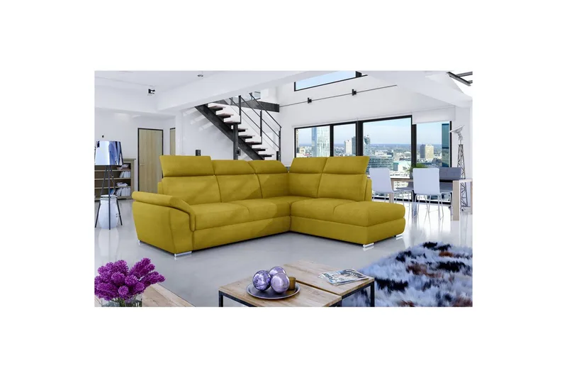 Hörnsoffa Eltap Loreto 260x210x102 cm - Omega 68, Gul, Höger - Möbler - Soffa - Bäddsoffa