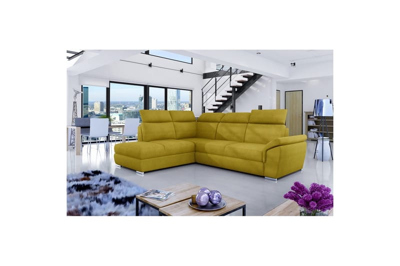 Hörnsoffa Eltap Loreto 260x210x102 cm - Omega 68, Gul, Vänster - Möbler - Soffa - Bäddsoffa