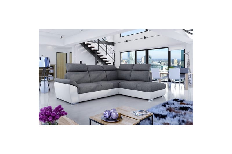 Hörnsoffa Eltap Loreto 260x210x102 cm - Sawana 05, Soft 17, Grå, Vit, Höger - Möbler - Soffa - Bäddsoffa