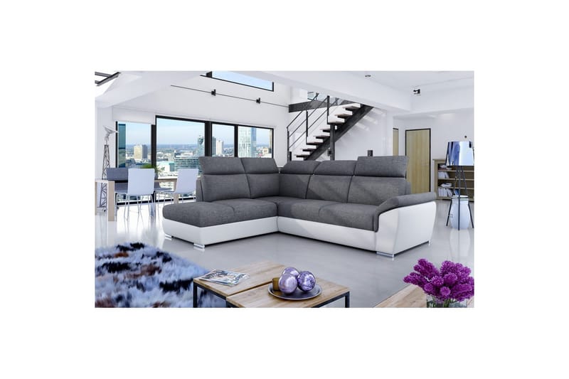Hörnsoffa Eltap Loreto 260x210x102 cm - Sawana 05, Soft 17, Grå, Vit, Vänster - Möbler - Soffa - Bäddsoffa