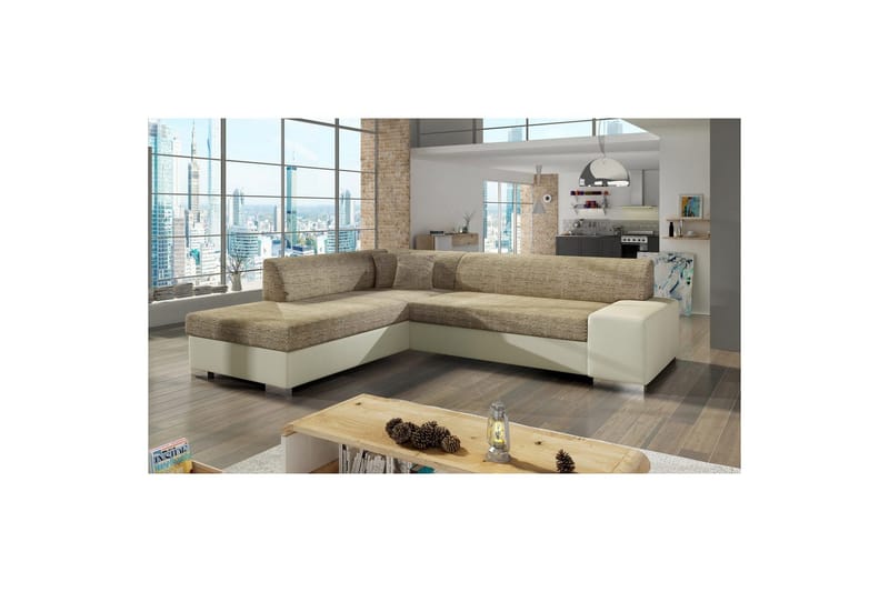 Hörnsoffa Eltap Porto 278x217x74 cm - Berlin 03, Soft 33, Beige, Vänster - Möbler - Soffa - Bäddsoffa