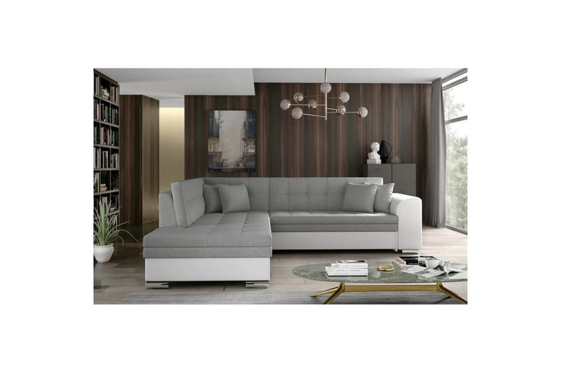 Hörnsoffa Eltap Pieretta 260x207x78 cm - Sawana 21, Soft 17, Grå, Vit, Vänster - Möbler - Soffa - Bäddsoffa