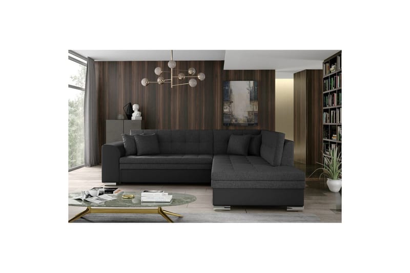 Hörnsoffa Eltap Pieretta 260x207x78 cm - Inari 96, Soft 11, Mörkgrå, Svart, Höger - Möbler - Soffa - Bäddsoffa