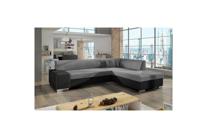 Hörnsoffa Eltap Porto 278x217x74 cm - Sawana 21, Soft 11, Grå, Svart, Höger - Möbler - Soffa - Bäddsoffa
