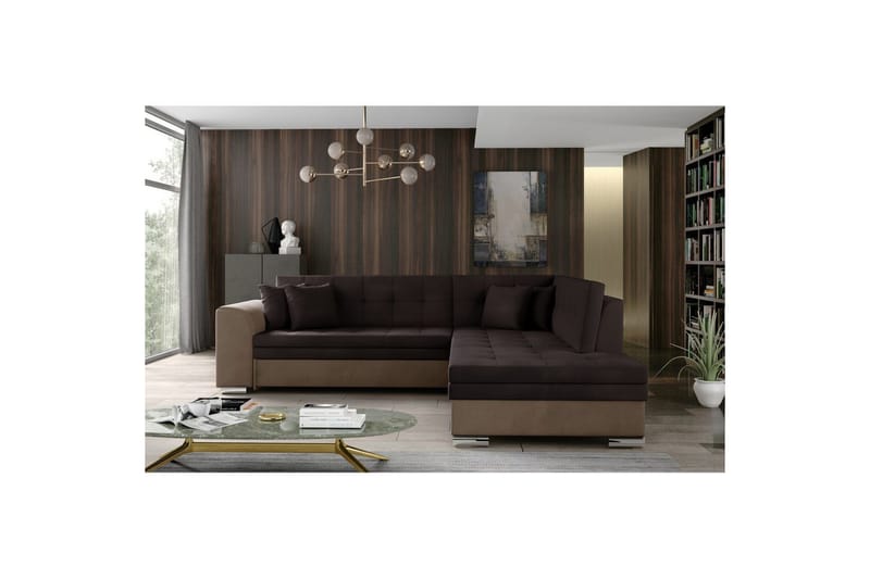 Hörnsoffa Eltap Pieretta 260x207x78 cm - Monolith 29, Monolith 09, Brun, Mörkbeige, Höger - Möbler - Soffa - Bäddsoffa