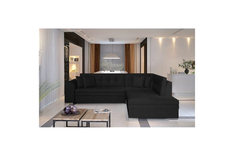 Hörnsoffa Eltap Pieretta 260x207x78 cm - Kronos 07, Svart, Höger - Möbler - Soffa - Bäddsoffa