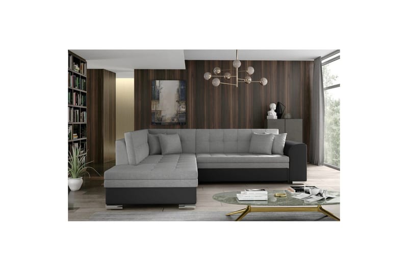 Hörnsoffa Eltap Pieretta 260x207x78 cm - Sawana 21, Soft 11, Grå, Svart, Vänster - Möbler - Soffa - Bäddsoffa