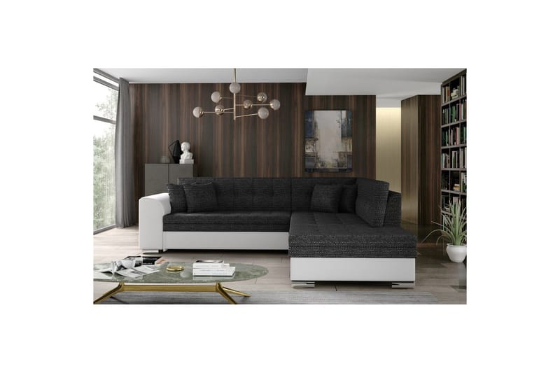 Hörnsoffa Eltap Pieretta 260x207x78 cm - Berlin 02, Soft 17, Svart, Vit, Höger - Möbler - Soffa - Bäddsoffa
