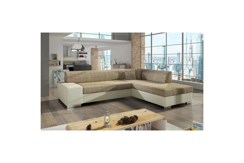 Hörnsoffa Eltap Porto 278x217x74 cm - Berlin 03, Soft 33, Beige, Höger - Möbler - Soffa - Bäddsoffa