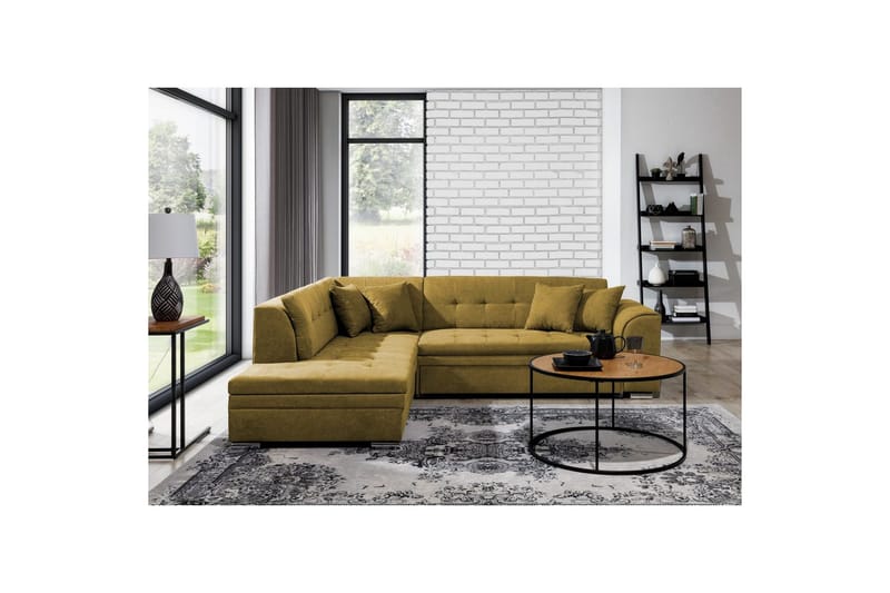 Hörnsoffa Eltap Pieretta 260x207x78 cm - Poco 50, Gul, Vänster - Möbler - Soffa - Bäddsoffa