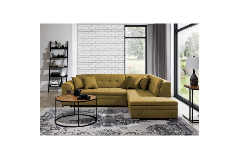 Hörnsoffa Eltap Pieretta 260x207x78 cm - Poco 50, Gul, Höger - Möbler - Soffa - Bäddsoffa