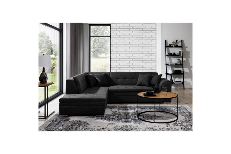 Hörnsoffa Eltap Pieretta 260x207x78 cm - Poco 10, Svart, Vänster - Möbler - Soffa - Bäddsoffa