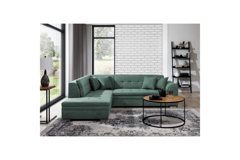 Hörnsoffa Eltap Pieretta 260x207x78 cm - Poco 100, Grön, Vänster - Möbler - Soffa - Bäddsoffa